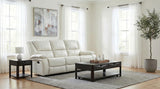 Camila White Upholstered Motion Reclining Sofa from Coaster - Luna Furniture