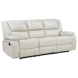 Camila White Upholstered Motion Reclining Sofa from Coaster - Luna Furniture