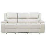 Camila White Upholstered Motion Reclining Sofa from Coaster - Luna Furniture