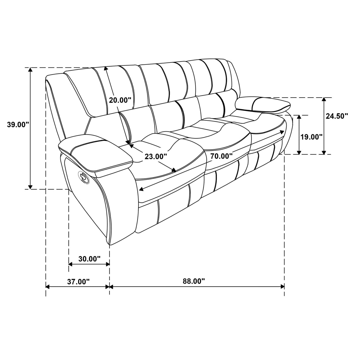 Camila White Upholstered Motion Reclining Sofa from Coaster - Luna Furniture