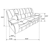Camila White Upholstered Motion Reclining Sofa from Coaster - Luna Furniture