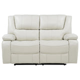 Camila White Upholstered Motion Reclining Loveseat from Coaster - Luna Furniture