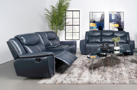 Sloane Blue 2-Piece Upholstered Motion Reclining Sofa Set from Coaster - Luna Furniture
