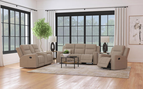 Brentwood Taupe 3-Piece Upholstered Motion Reclining Sofa Set from Coaster - Luna Furniture