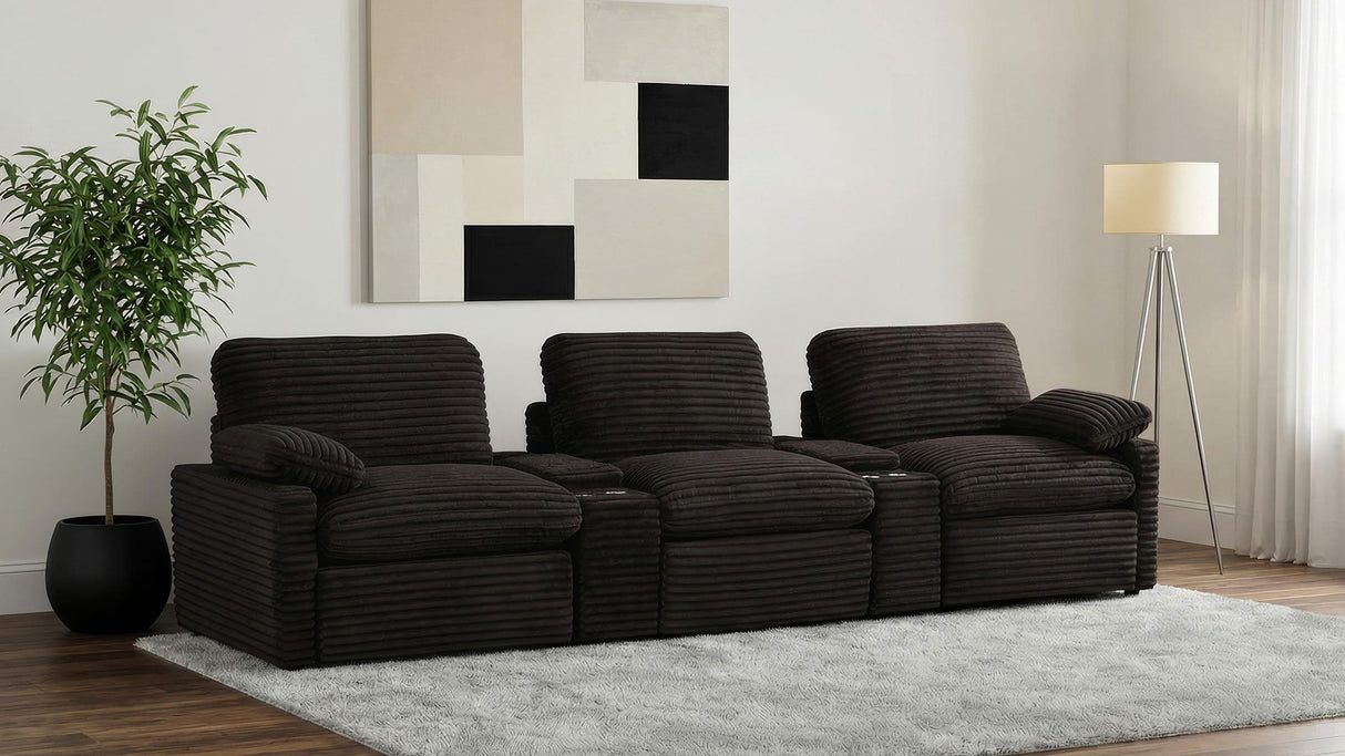 Collins Chocolate Brown 5-Piece Power Reclining Home Theater Seating from Coaster - Luna Furniture
