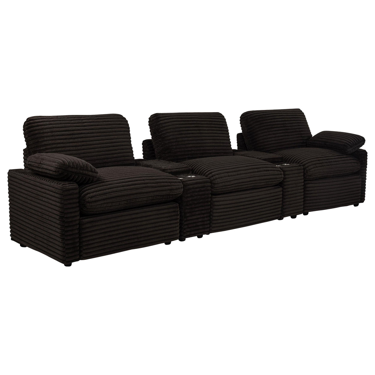 Collins Chocolate Brown 5-Piece Power Reclining Home Theater Seating from Coaster - Luna Furniture
