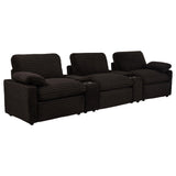 Collins Chocolate Brown 5-Piece Power Reclining Home Theater Seating from Coaster - Luna Furniture