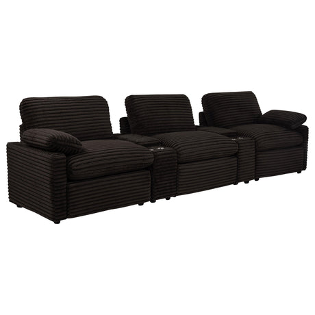 Collins Chocolate Brown 5-Piece Power Reclining Home Theater Seating from Coaster - Luna Furniture