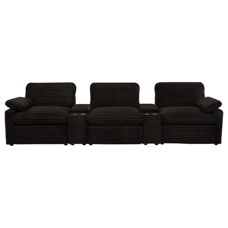 Collins Chocolate Brown 5-Piece Power Reclining Home Theater Seating from Coaster - Luna Furniture