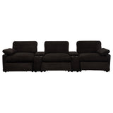 Collins Chocolate Brown 5-Piece Power Reclining Home Theater Seating from Coaster - Luna Furniture