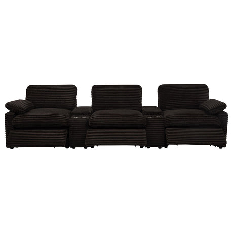 Collins Chocolate Brown 5-Piece Power Reclining Home Theater Seating from Coaster - Luna Furniture