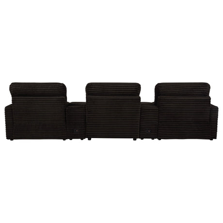 Collins Chocolate Brown 5-Piece Power Reclining Home Theater Seating from Coaster - Luna Furniture