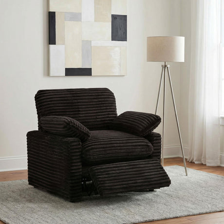 Collins Chocolate Brown Upholstered Power Recliner Chair from Coaster - Luna Furniture