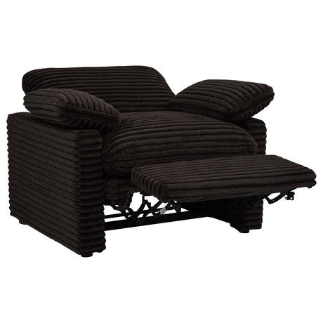 Collins Chocolate Brown Upholstered Power Recliner Chair from Coaster - Luna Furniture