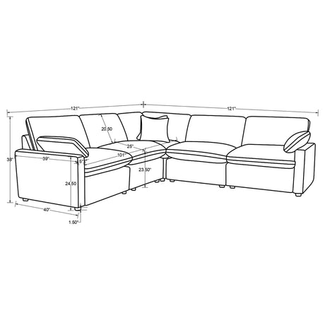 Collins Black 5-Piece Modular Power Reclining Sectional from Coaster - Luna Furniture