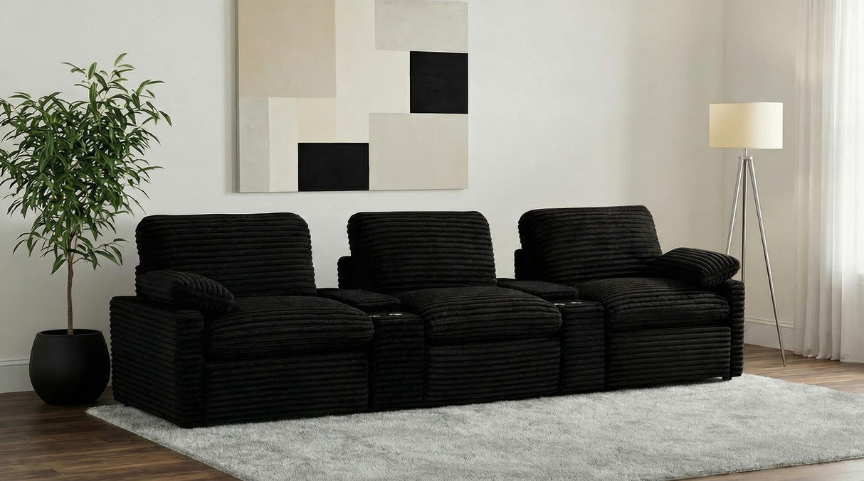 Collins Black 5-Piece Power Reclining Home Theater Seating from Coaster - Luna Furniture