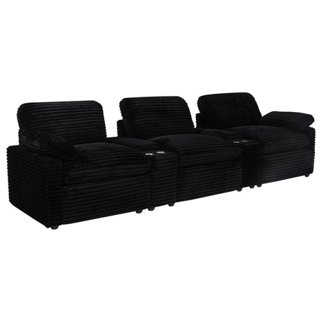 Collins Black 5-Piece Power Reclining Home Theater Seating from Coaster - Luna Furniture