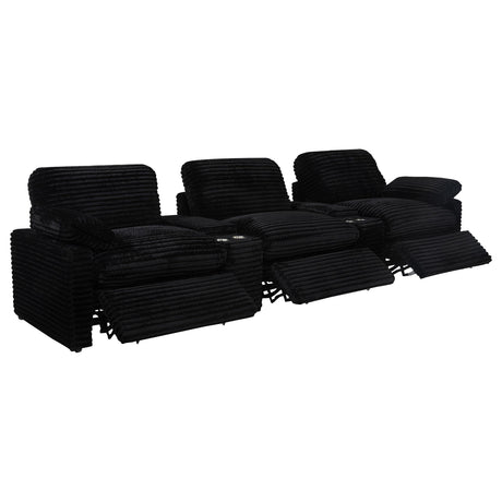 Collins Black 5-Piece Power Reclining Home Theater Seating from Coaster - Luna Furniture