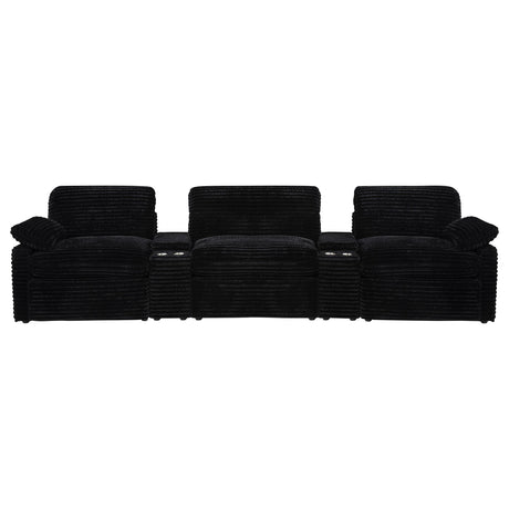 Collins Black 5-Piece Power Reclining Home Theater Seating from Coaster - Luna Furniture