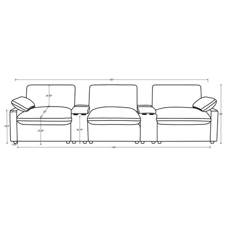Collins Black 5-Piece Power Reclining Home Theater Seating from Coaster - Luna Furniture