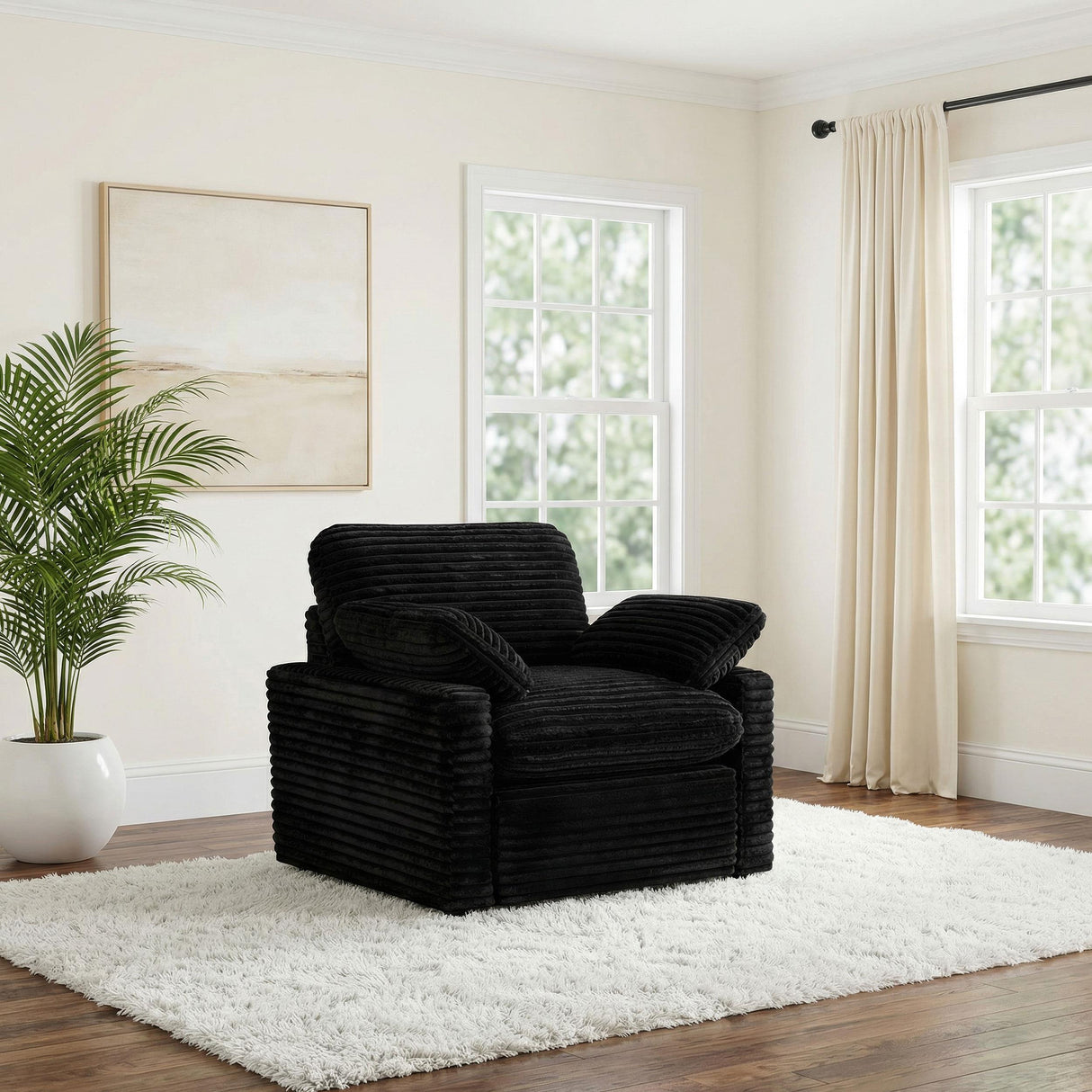 Collins Black Upholstered Power Recliner Chair from Coaster - Luna Furniture