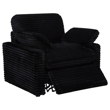 Collins Black Upholstered Power Recliner Chair from Coaster - Luna Furniture