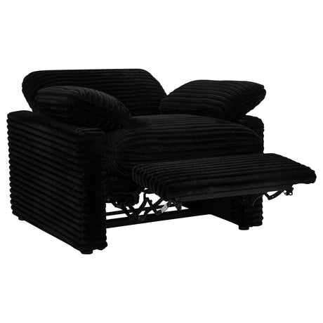 Collins Black Upholstered Power Recliner Chair from Coaster - Luna Furniture
