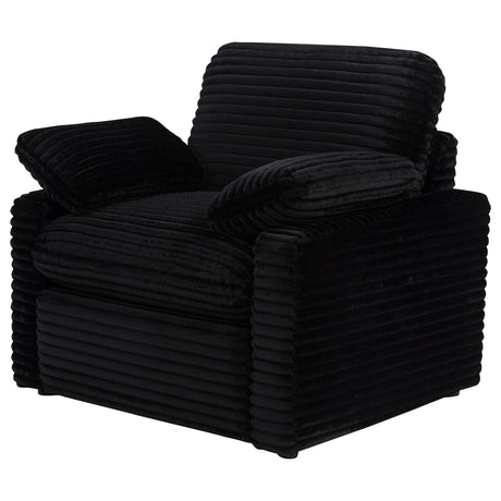 Collins Black Upholstered Power Recliner Chair from Coaster - Luna Furniture