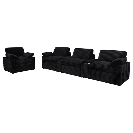Collins Black Upholstered Power Recliner Chair from Coaster - Luna Furniture