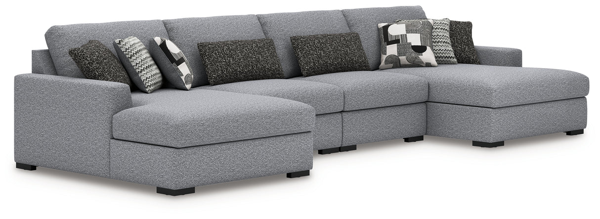 Bealton Salt and Pepper 4-Piece Sectional with Double Chaise from Ashley Furniture - Luna Furniture