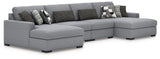 Bealton Salt and Pepper 4-Piece Sectional with Double Chaise from Ashley Furniture - Luna Furniture