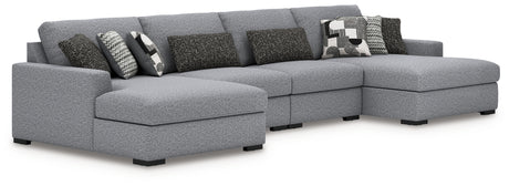 Bealton Salt and Pepper 4-Piece Sectional with Double Chaise from Ashley - Luna Furniture