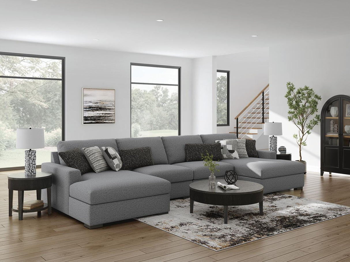 Bealton Salt and Pepper 4-Piece Sectional with Double Chaise from Ashley Furniture - Luna Furniture