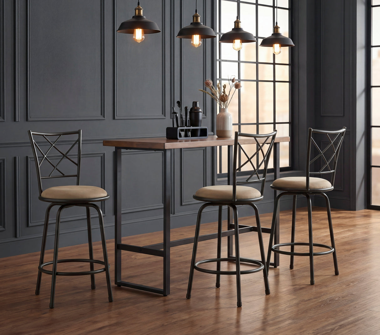 6153-2429 3-PIECE PACK CONVERTIBLE COUNTER/PUB HEIGHT CHAIR SET from Homelegance - Luna Furniture