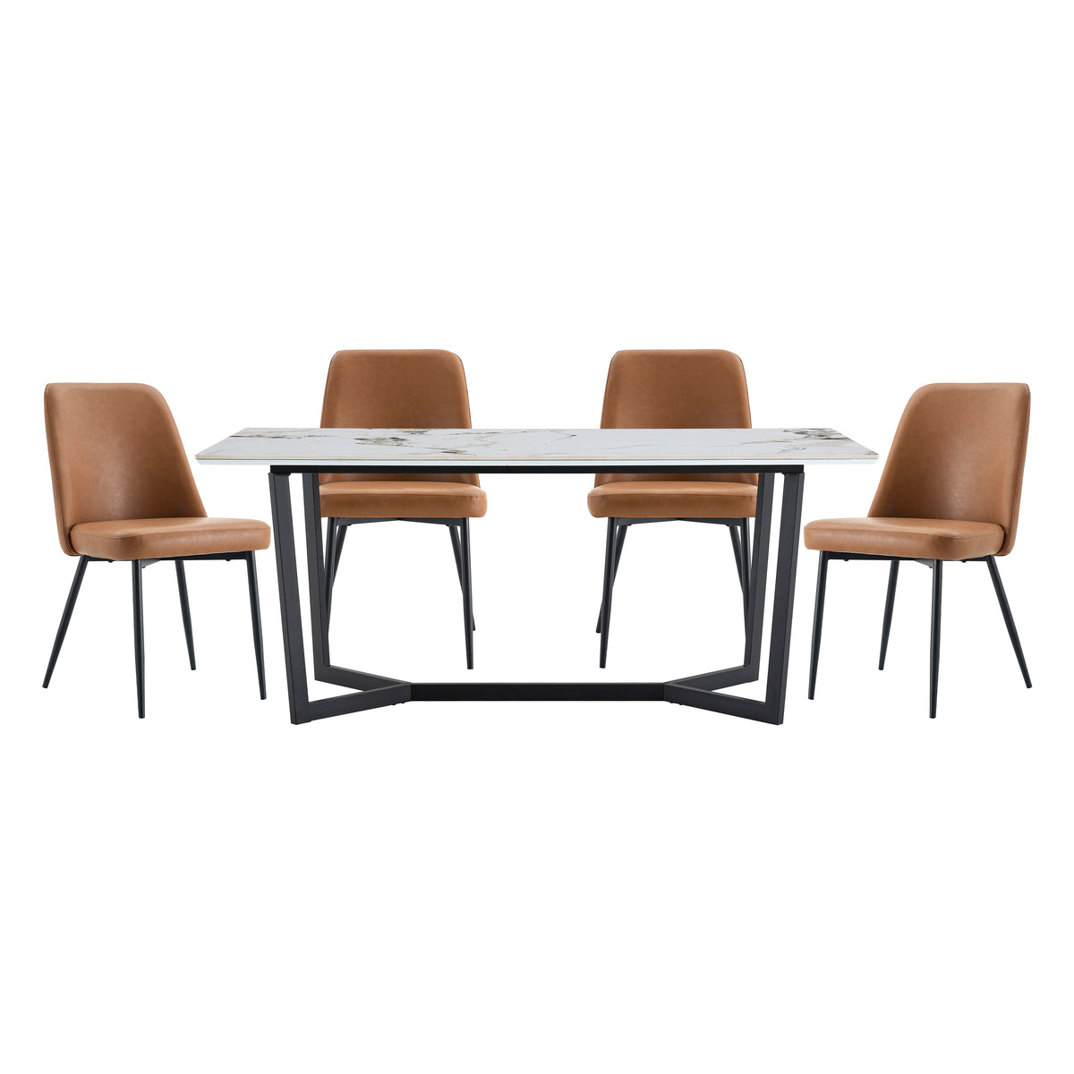 Veneto Brown/Black 5-Piece Faux Marble Top Dining Set from Homelegance - Luna Furniture