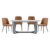Veneto Brown/Black 5-Piece Faux Marble Top Dining Set from Homelegance - Luna Furniture