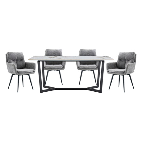Veneto Gray/Black 5-Piece Faux Marble Top Dining Set from Homelegance - Luna Furniture