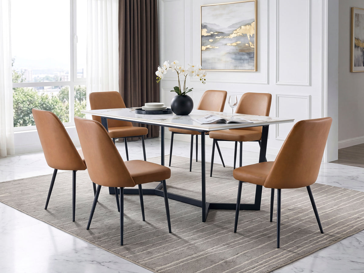 Veneto Black/White Faux Marble Top Dining Table from Homelegance - Luna Furniture