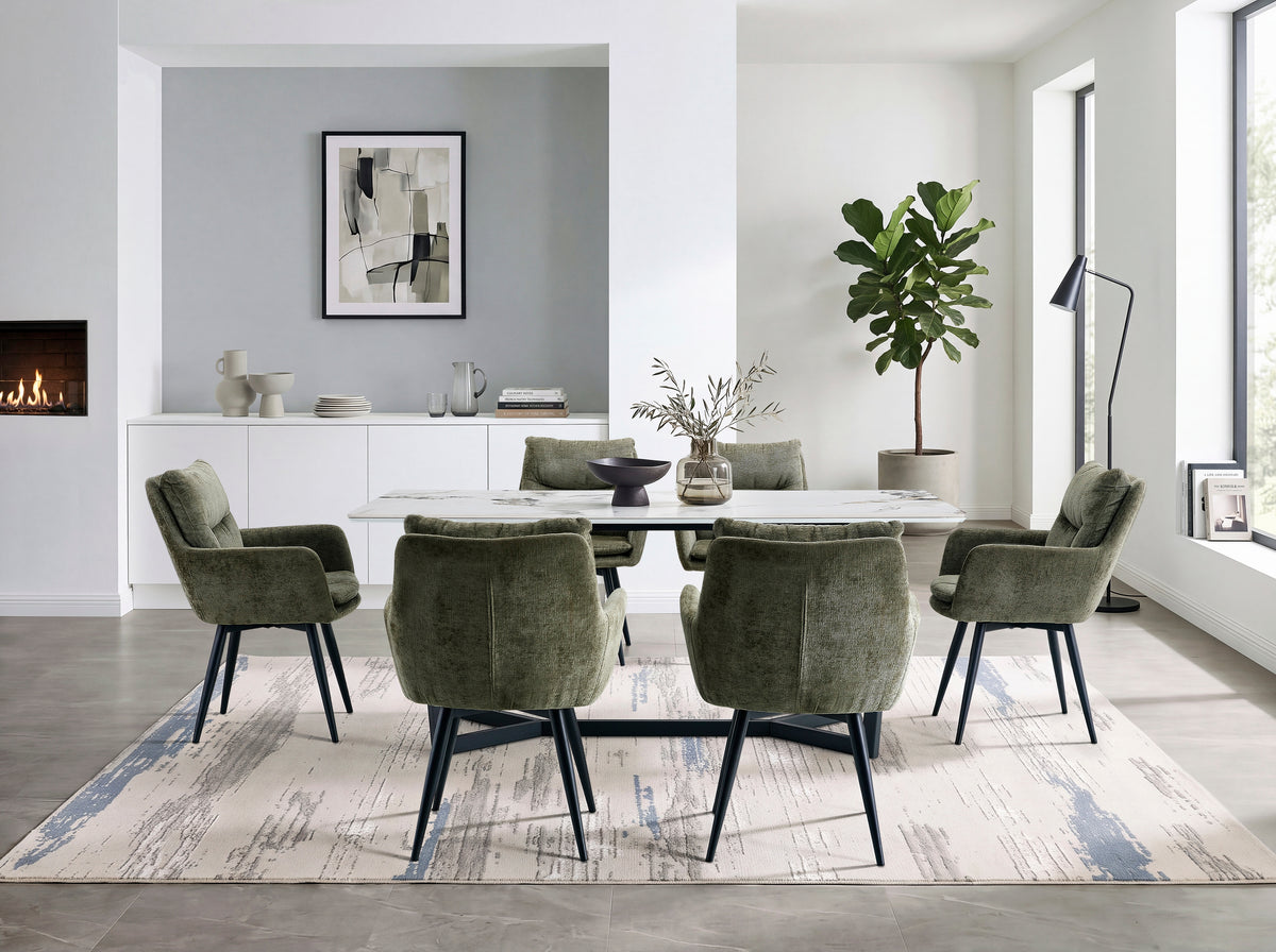 Veneto Black/White Faux Marble Top Dining Table from Homelegance - Luna Furniture