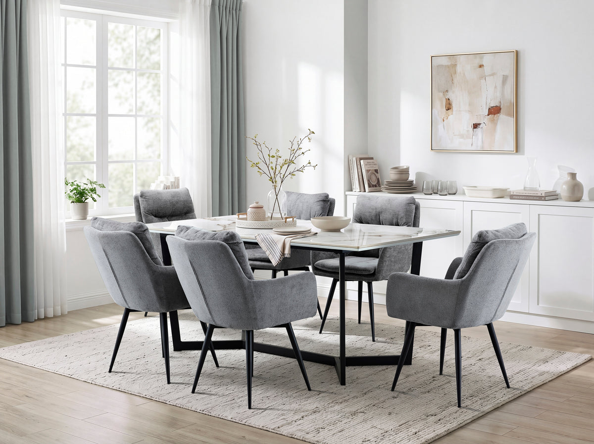 Veneto Black/White Faux Marble Top Dining Table from Homelegance - Luna Furniture