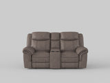 Aram Dark Brown Faux Leather Double Glider Reclining Loveseat with Center Console, Receptacles and USB Ports from Homelegance - Luna Furniture