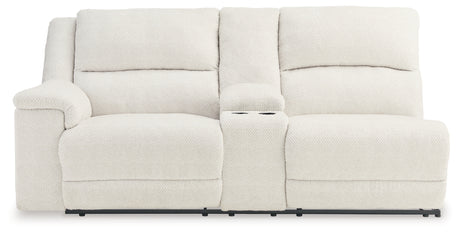 Keensburg Linen Left-Arm Facing Power Reclining Loveseat with Console from Ashley Furniture - Luna Furniture