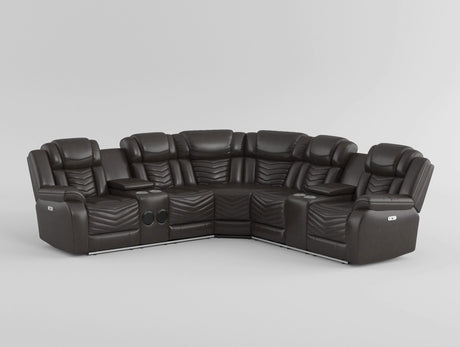 Ramone Dark Brown 3-Piece Power Reclining Sectional with Consoles from Homelegance - Luna Furniture