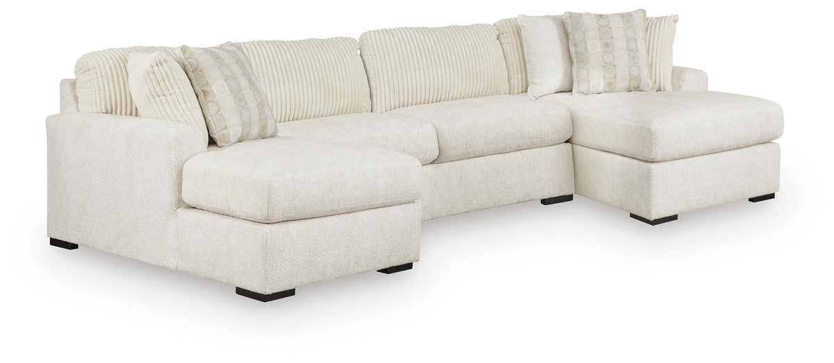 Chessington Ivory 3-Piece Sectional with Double Chaise from Ashley - Luna Furniture