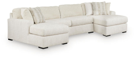 Chessington Ivory 3-Piece Sectional with Double Chaise from Ashley - Luna Furniture