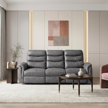 Metric Gray Double Reclining Sofa with Drop-down Cup Holders from Homelegance - Luna Furniture