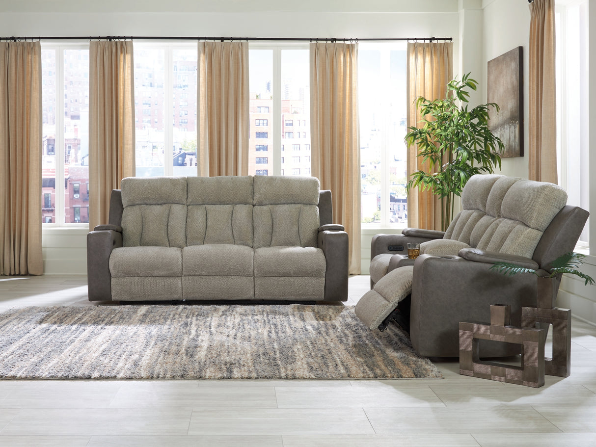 WhipLash Sisal Power Reclining Sofa and Loveseat from Ashley - Luna Furniture