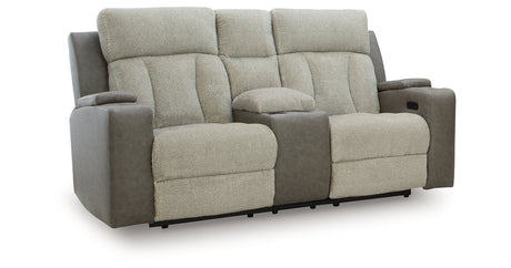 WhipLash Sisal Power Reclining Loveseat with Console from Ashley - Luna Furniture