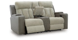 WhipLash Sisal Power Reclining Loveseat with Console from Ashley - Luna Furniture