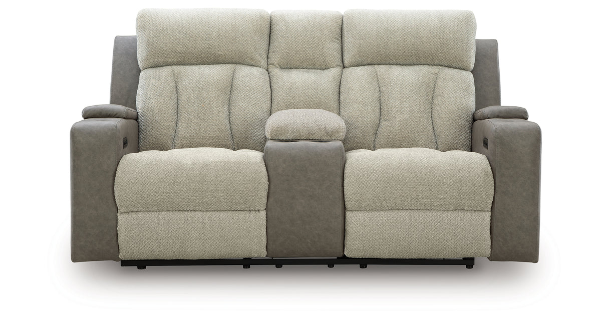 WhipLash Sisal Power Reclining Loveseat with Console from Ashley - Luna Furniture